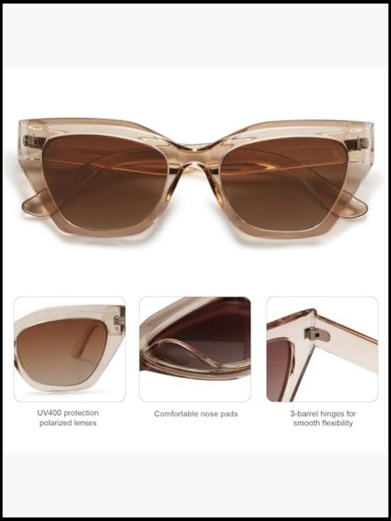 Square Cat Eye Polarized Sunglasses with UV400 Protection main image 5